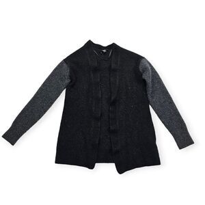 Uniqlo 100% Cashmere Black and Grey Warm‎ Fuzzy Cardigan Women's Size Small